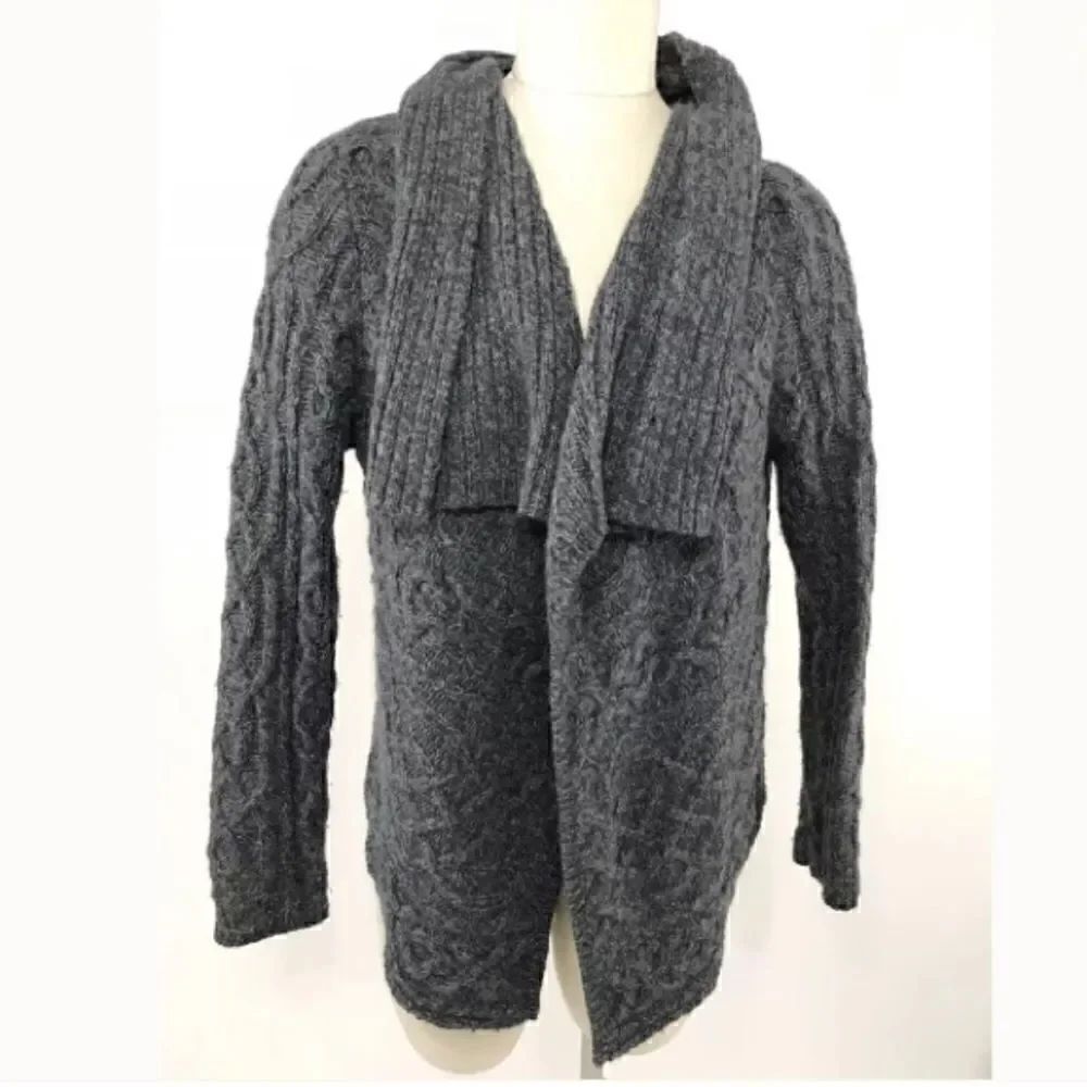 Magaschoni Sweater Open Front Cardigan Cable Knit